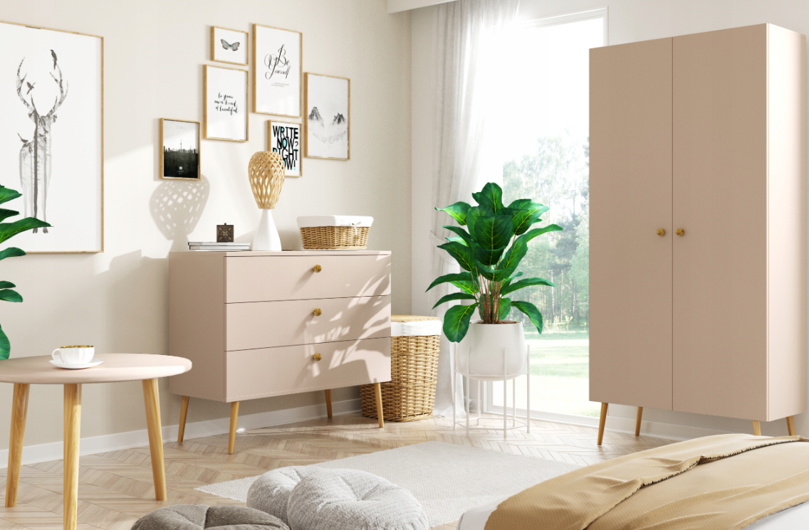 Kolekcja mebli ROSE beżowa macchiato sypialnia